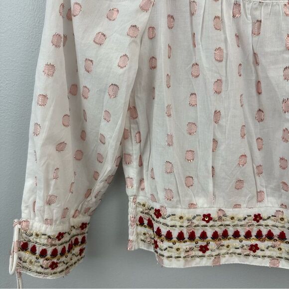 Anthropologie Boho Beaded Tie-Back Knit Blouse NWT Size XS - Picture 6 of 12